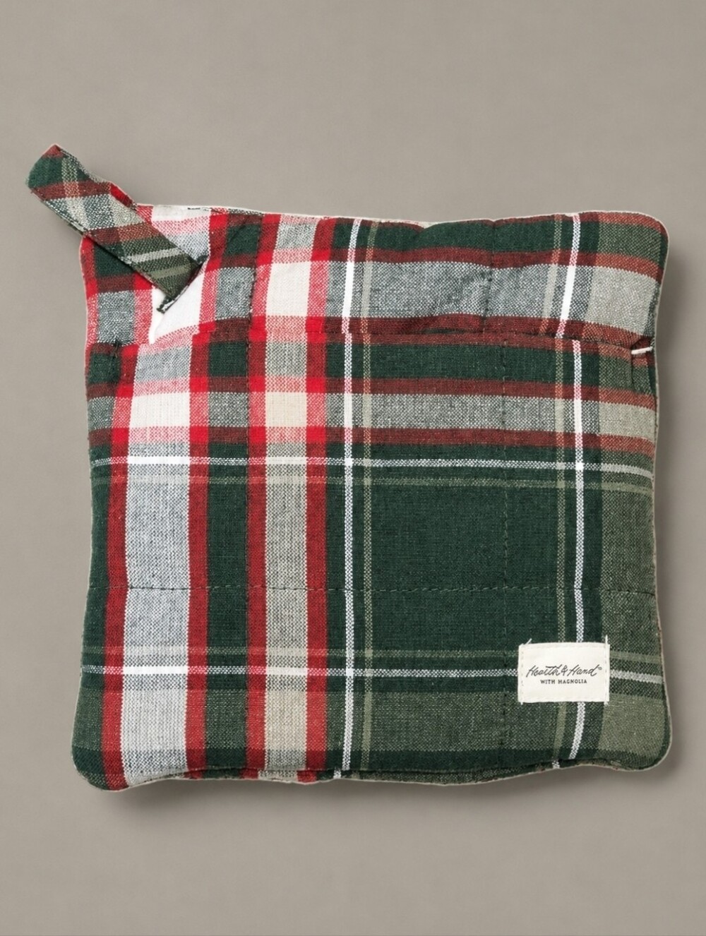 Hearth & Hand Magnolia 2024 Christmas Plaid 8x8 Potholder NWOT